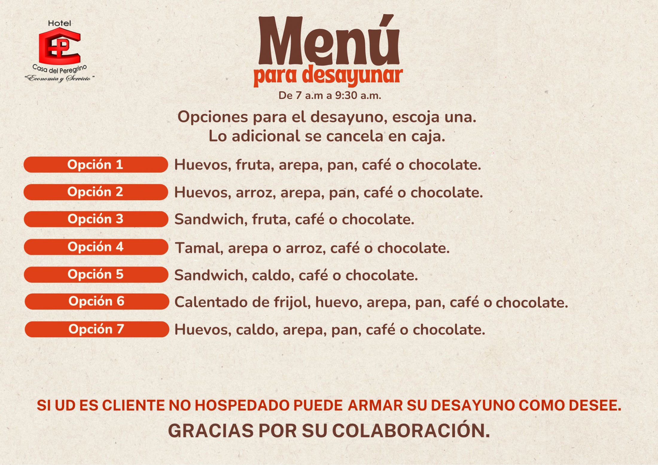 men&uacute; para desayuno