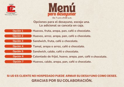 men&uacute; para desayuno