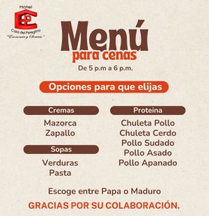 men&uacute; para cenas